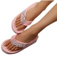 thumbnail image 6 of Guzom 2025 Summer Womens Wide Width Sandals Ladies Slides Pink Rhinestone Flip-Flops for Adult Woman Platform Sandals Shoes Size 6.5, 6 of 6