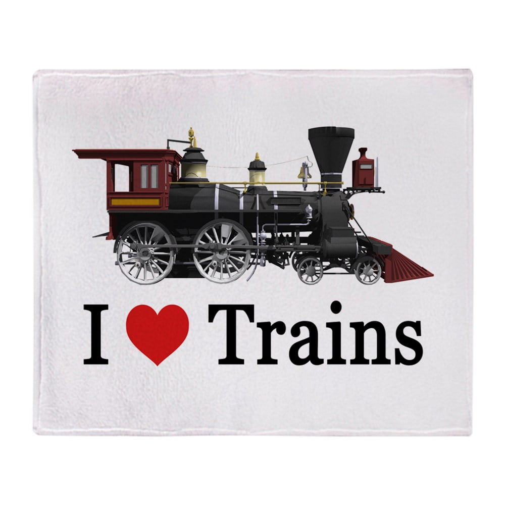 CafePress I LOVE TRAINS Soft Fleece Throw Blanket, 50"x60" Stadium