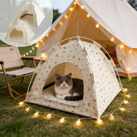 Pet Tent for Summer with Mosquito-Proof Mesh, Breathable Fabric & Portable Foldable Design, Suitable for Indoor Outdoor Cats, 15x15in by MPOISVA