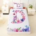 thumbnail image 3 of Castle Fairy Floral Letter D Twin Sheet Sets 3pcs for Adults,Chic Flowers Bedding, 3 of 6