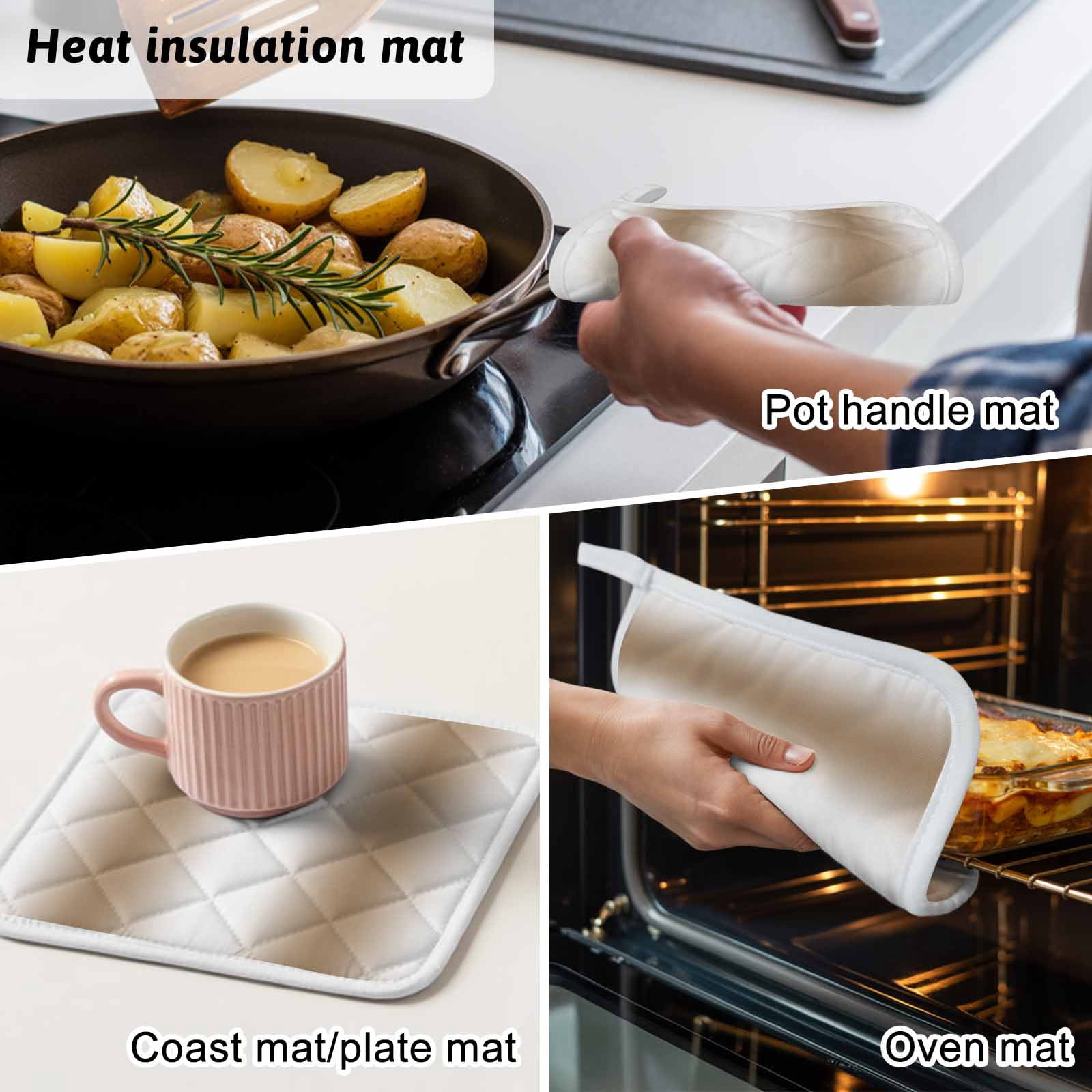 Khaki White Ombre Pot Holders for Kitchen Heatproof Potholder, 5 Pack Modern Abstract Art Farmhouse Gradient Hot Pads Multipurpose Oven Pads Cloth Potholders Trivet for Cooking Baking