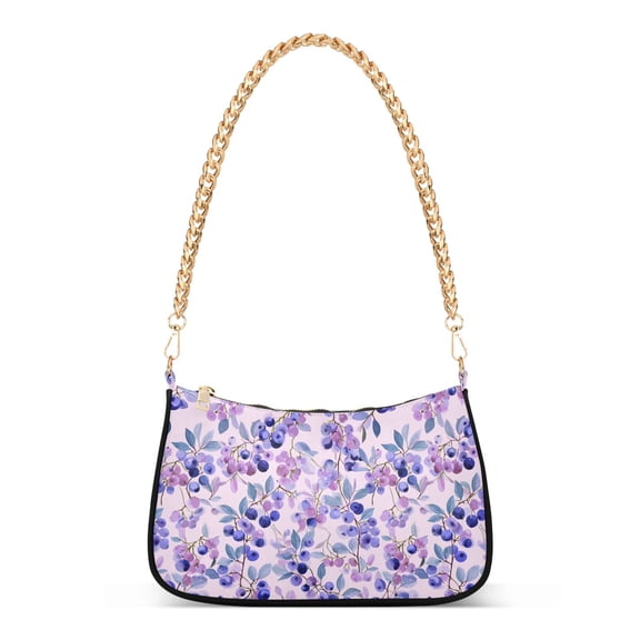 Print Tote Bag for Women Purple Blueberry Shoulder Bag Shoulder Handbags Chain Strap