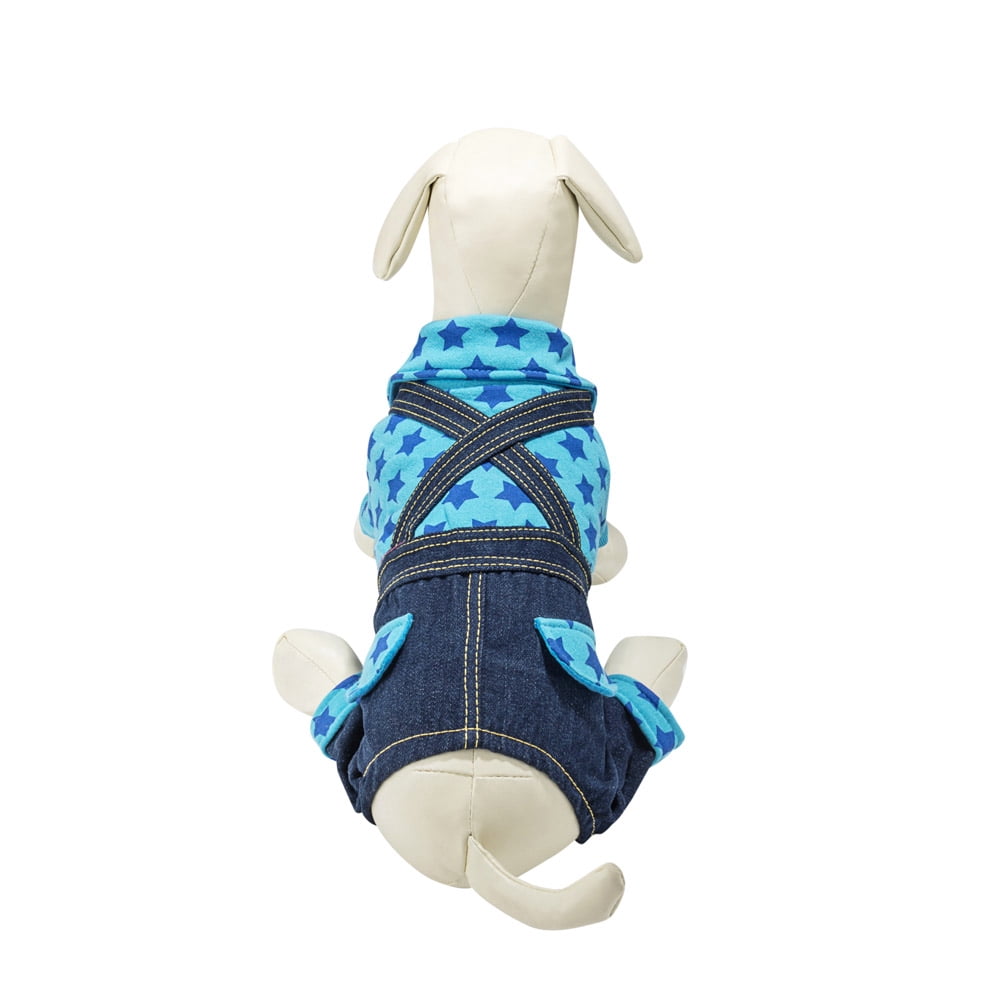 CUECUEPET Cotton Denim Overall Suspenders Suit Single Piece Easy to put on for Boy or Girl Dogs or Puppies [Multiple Sizes Available]