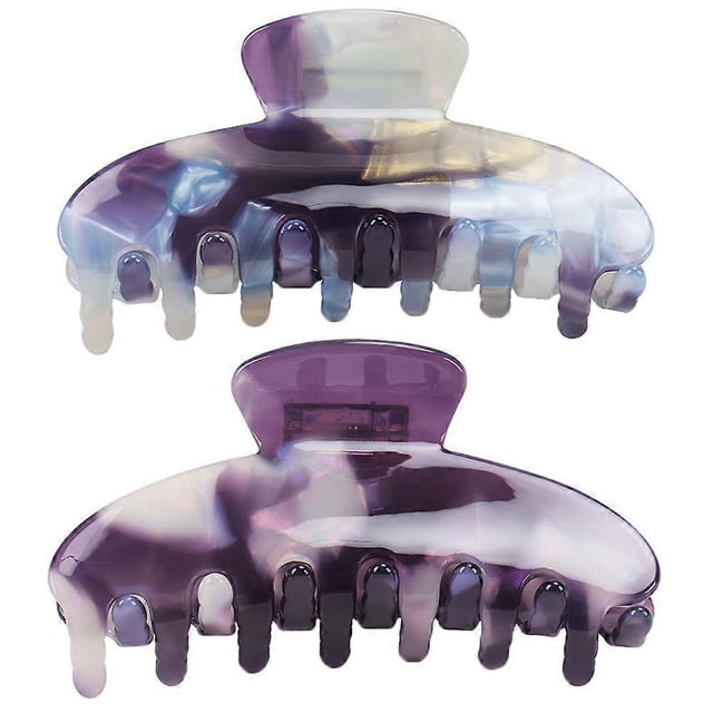 Here's a refined and professional product description based on the title you provided:\n\n \n\n**2pcs Large Jaw Hair Claw Clips – Purple & Gray**