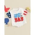 thumbnail image 3 of Bagilaanoe 4th of July Newborn Baby Girl Boys Rompers Star Stripe Print Short Sleeve Bodysuit 3M 6M 12M 18M Infant One Piece Short Jumpsuit for Independence Day, 3 of 7