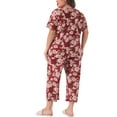 thumbnail image 4 of DARING DIVA Women's Plus Size 2-Piece Floral Short Sleeve Pajamas Set 4XL Wine Red, 4 of 6