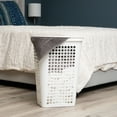 thumbnail image 2 of Mind Reader Plastic Tapered Laundry Hamper with Lid, Clothes Basket with Swiss Cross Cut-Outs, White, 2 of 6