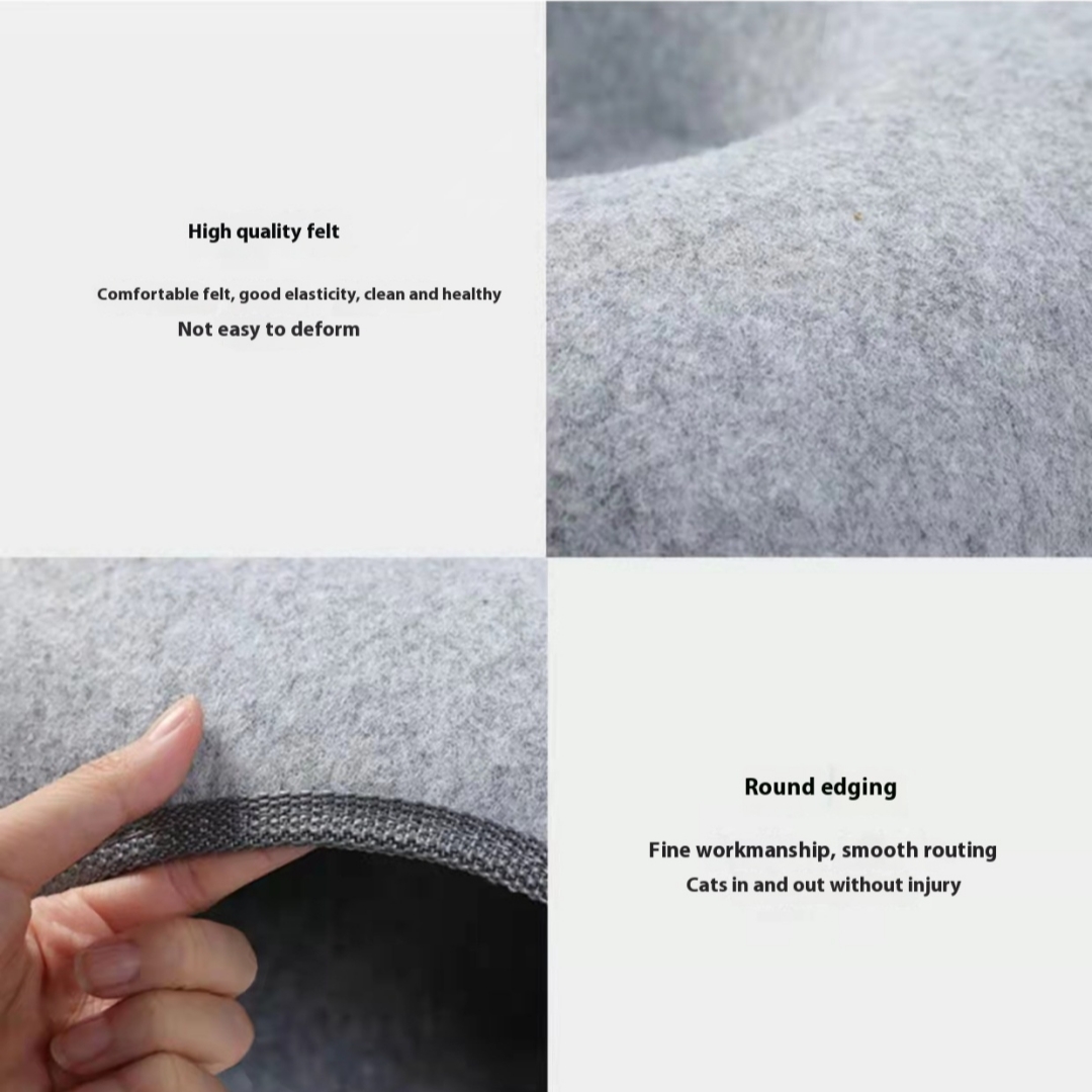 MiserweCat tunnel bed, scratch-resistant donut cat bed, can accommodate medium, small and large cats, detachable and washable (light gray)