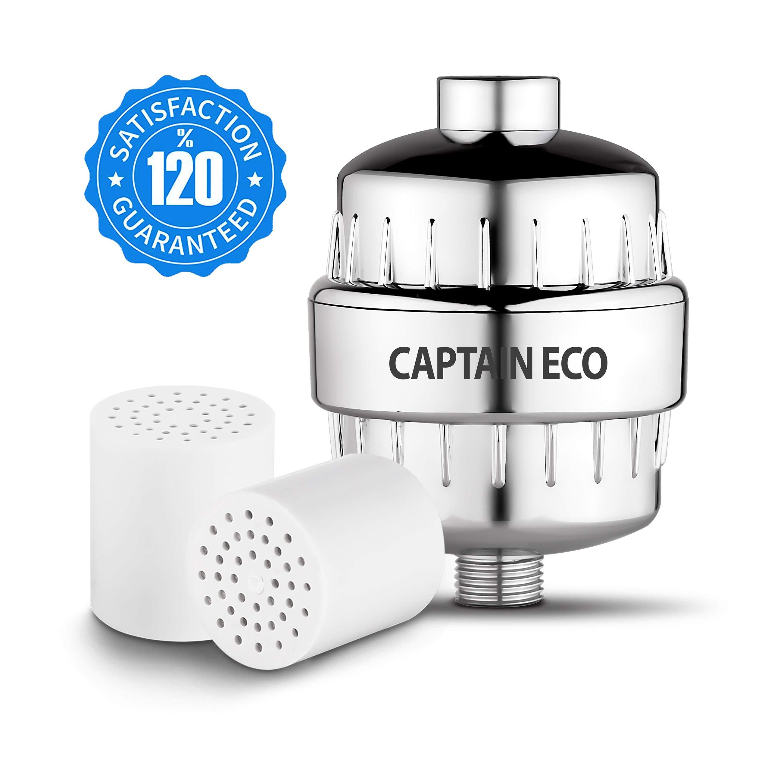 CaptainEco 5Stage Shower Filter with 2 Replacement Cartridge 1 Teflon