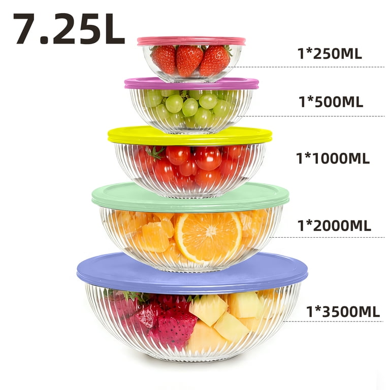 stusgo Glass Mixing Bowls with Lids, 5-Piece Set photo 2