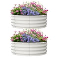 thumbnail image 3 of 2-Pack 4x4x1FT Round Galvanized Raised Garden Beds – Heavy Duty Metal Planter Boxes, Bottomless Design for Vegetables, Flowers & Herbs, Rust-Resistant, Tool-Free Assembly – Light Beige, 3 of 8