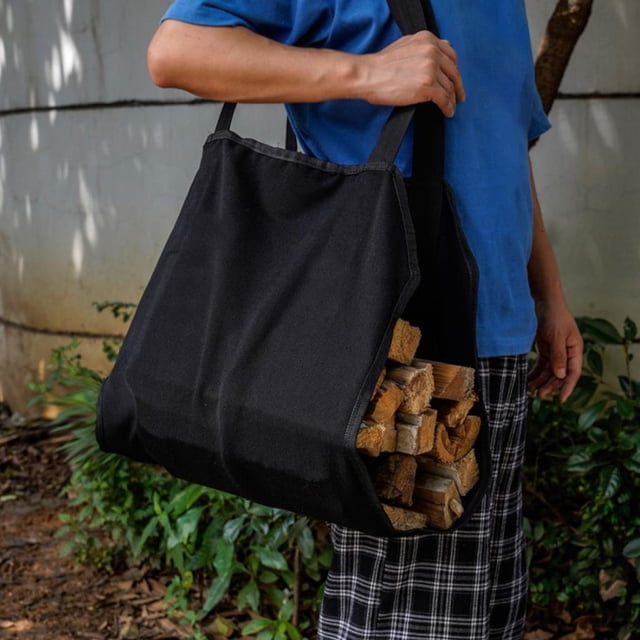 de leña duradero para leña, bolsa de , soporte para leña, chimenea, estufa de leña, accesorios para leña para picnic, viajes por carreter negro Macarena Estante portador de leña