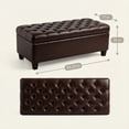 thumbnail image 6 of CQSXDA Functional  Storage Ottoman Bench 50.25 Inch with Safety Hinges for Living Dining Room and Hallway, Brown-PU Leather, 6 of 7