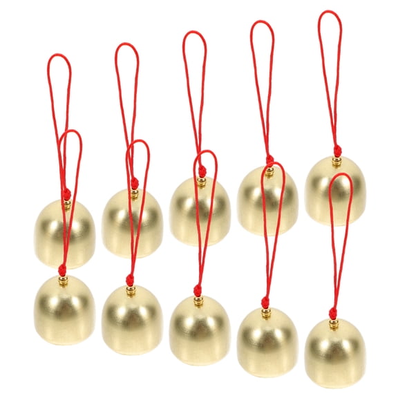 Hemoton 10pcs Mini Vintage Bells For Crafting And Decorating Metal Bells With String Wind Chimes Wreath Bells Holiday Ornaments Bells