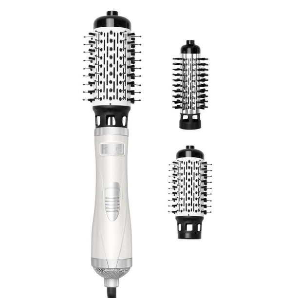 Pisexur Belleza Maquillaje Cepillo secador de pelo 2 en 1 con calor, giratorio, para cabello seco, rizado y alisado, con negativopara mujeres y hombres