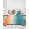 thumbnail image 2 of Twin Quilt Bedding Set, Burnt Orange Blue Ombre Reversible Summer Quilt 3 Pieces, Modern Art Aesthetics Abstract Lightweight Bedspreads Coverlets with 2 Pillow Shams for All Seasons, 2 of 5