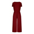 thumbnail image 6 of Utoimkio Women's Short Sleeve Loose Jumpsuits Overalls Solid Color Square Collar Rompers for Women, 6 of 9