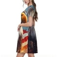 thumbnail image 2 of Fotbe Bald Eagle Pilot Vestido Largo de Moda para Mujer, Vestido Tipo Camiseta con Manga Corta y Estilo Casual a Rayas y Bloques de Color, 2 of 6