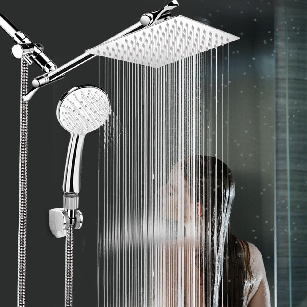 8'' Bathroom Dual Rainfall Shower Head, Handheld Shower Combo Set High