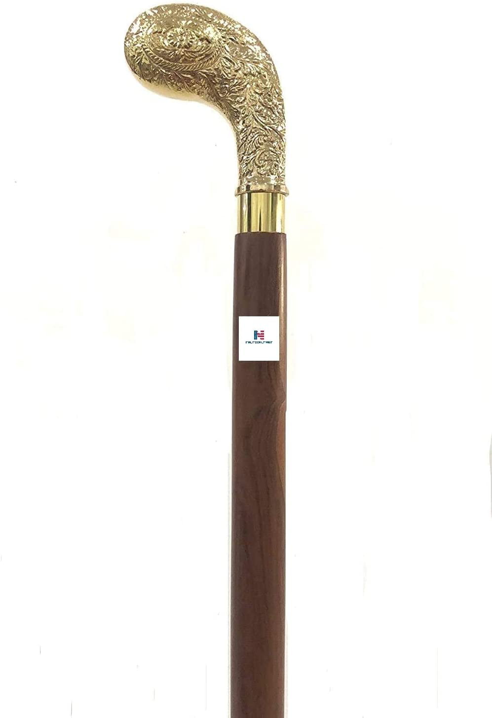 Designer Brass Snake Head Handle Wooden Walking Stick Cane Handmade Gift 
