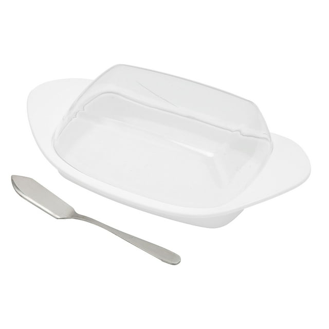 CAJA DE MANTEQUILLE, Platón de Mantecilla en forma de bote pp+acero frescura inoxidable-mantenimiento con tapa para restaurante para el hogar