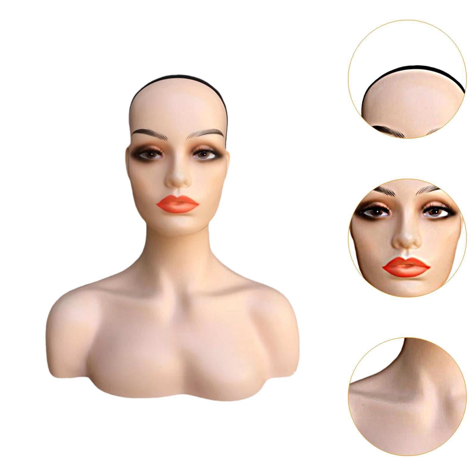 Serenable Female Mannequin Head Manikin Head Circumference 53cm Showing Stand Holder for Earrings Display Home Salon D