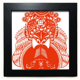 thumbnail image 1 of Mascara de la opera de Pekín Roja luna corte de papel Mesa de pared con marco cuadrado negro, 1 of 4