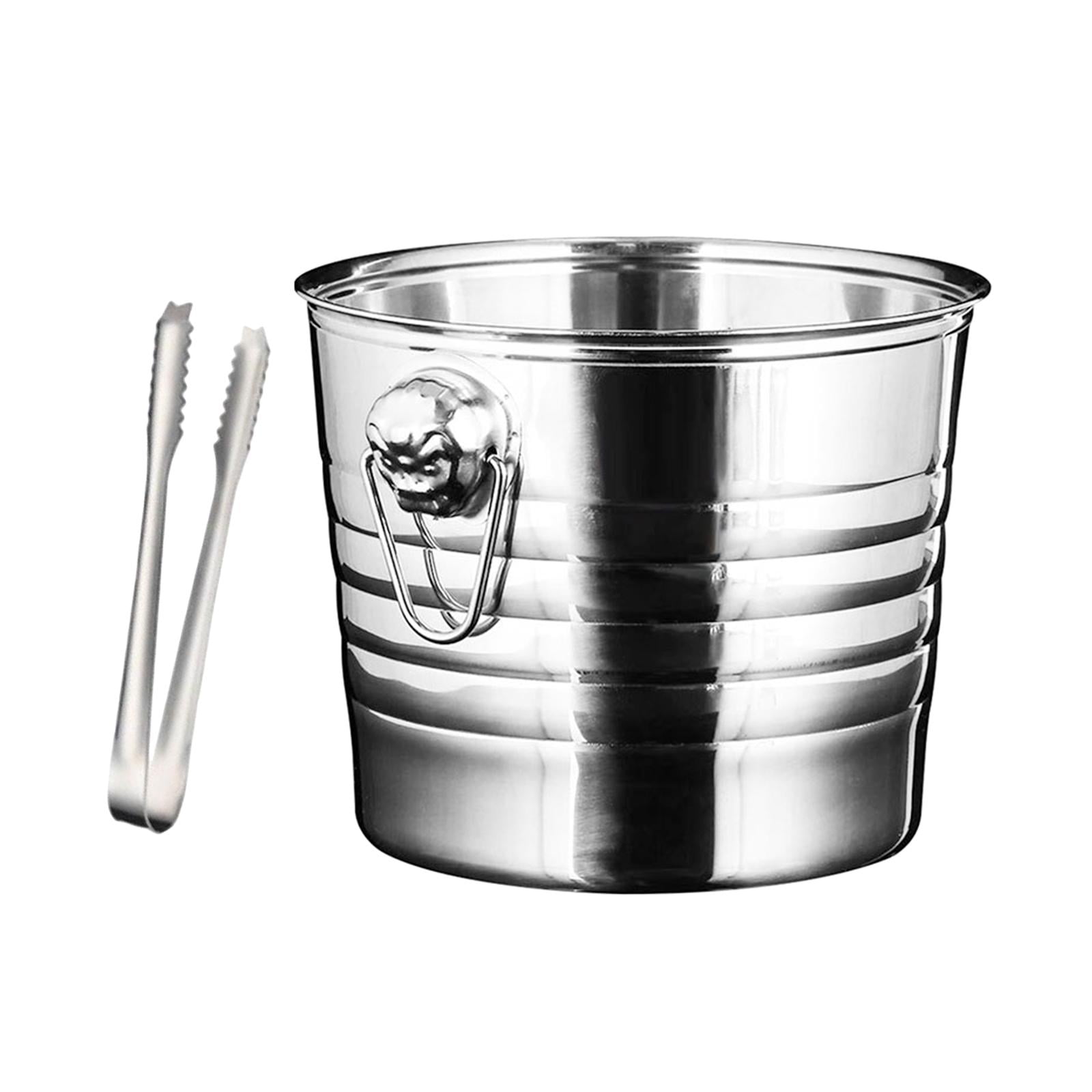 Stainless Steel Ice Bucket Ice with Clamp Comfortable Carry Handle Fashionable Appearance Durable Ice Cube Container for Dining Room 7L