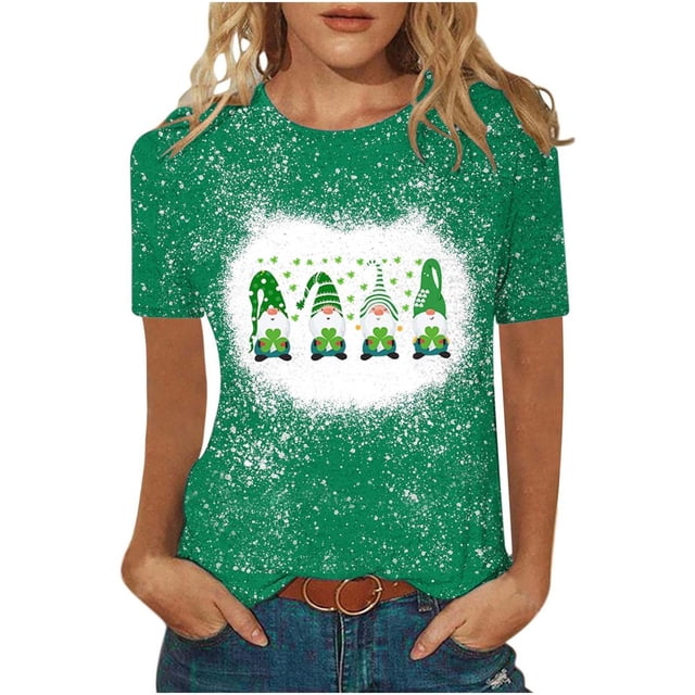 CHUANK St Patricks Day Tops pour Femmes Printemps Été T-Shirts à Manches Longues Lâches Col Rond Dames Occasionnels