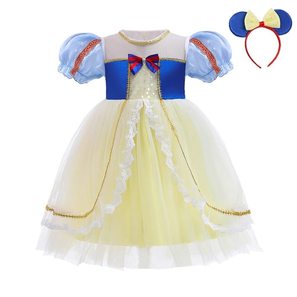 Disfraz de Cosplay de Blancanieves de Disney para niñas, vestido de princesa, vestido de tutú de tul para niños, ropa de fiesta de cumpleaños de carnaval para niños, 6T (etiqueta 130) Gao Jinjia LED