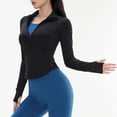 thumbnail image 3 of Chaqueta deportiva para mujer, ropa deportiva para correr, yoga, fitness, cuello redondo, ropa deportiva ajustada, camisa de fitness de secado rápido superelástica, 3 of 5