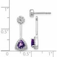 thumbnail image 4 of 14K White Gold Diamond/Trillion Amethyst Front/Back Earrings (20 X 7) Made In India -Jewelry By Sweet Pea, 4 of 7