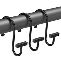 AmazerBath Shower Curtain Hooks, Black Metal Shower Curtain Rings Rust Proof, 12PCS Shower Hooks for Shower Curtain, T-Bar Design Convenient Shower Curtain Hangers for Bathroom Kitchen Wardrobe