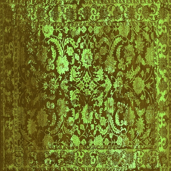 Ahgly Company Indoor Square Abstract Green Contemporary Area Rugs, 3' Square
