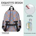thumbnail image 5 of Blue and Orange Checkered Pattern Backpack for School, Cute School Bag with Adjustable Shoulder Straps and Padded Back, 15.25"x11.5"x5.25", 5 of 5