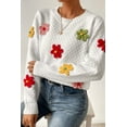 thumbnail image 2 of Floral Sweater with Soft and Warm Textured Knit - White | [ZhiHiMeRi] | (US 8-10)M, 2 of 12
