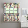 thumbnail image 2 of Bohemian Floral Kitchen Curtains 24" - 3 Panel Vintage Farmhouse Set with Wildflowers & Butterflies, Rod Pocket Rustic Window Treatment, 2 of 6