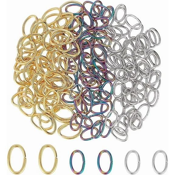 180 Pcs 304 Stainless Steel Open Oval Jump Rings 3 Styles Open Jump Rings Open Connectors Circle DIY Jewelry Findings for Choker Necklaces Bracelet Making diy