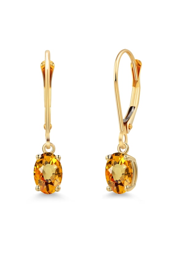 14K Yellow Gold Yellow Sapphire Earrings for Women | 1.23 Cttw | Gemstone September Birthstone | Oval 6X4MM