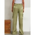 thumbnail image 4 of CIYCuIT Women's Solid Color Trousers Zipper Drawstring Loose Wide Leg Long Pants Ladies Casual Soft Sweatpants Bottoms for Daily Vacation, 4 of 9