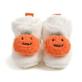 thumbnail image 5 of HTHLVMD Fuzzy Closed Toe Slippers,Halloween Slippers Plush Jack O Lantern House Shoes Soft Fuzzy Lining Non Slip Rubber Sole Closed Toe Indoor Bedroom Home Wear Holiday Party,White 4.5, 5 of 5