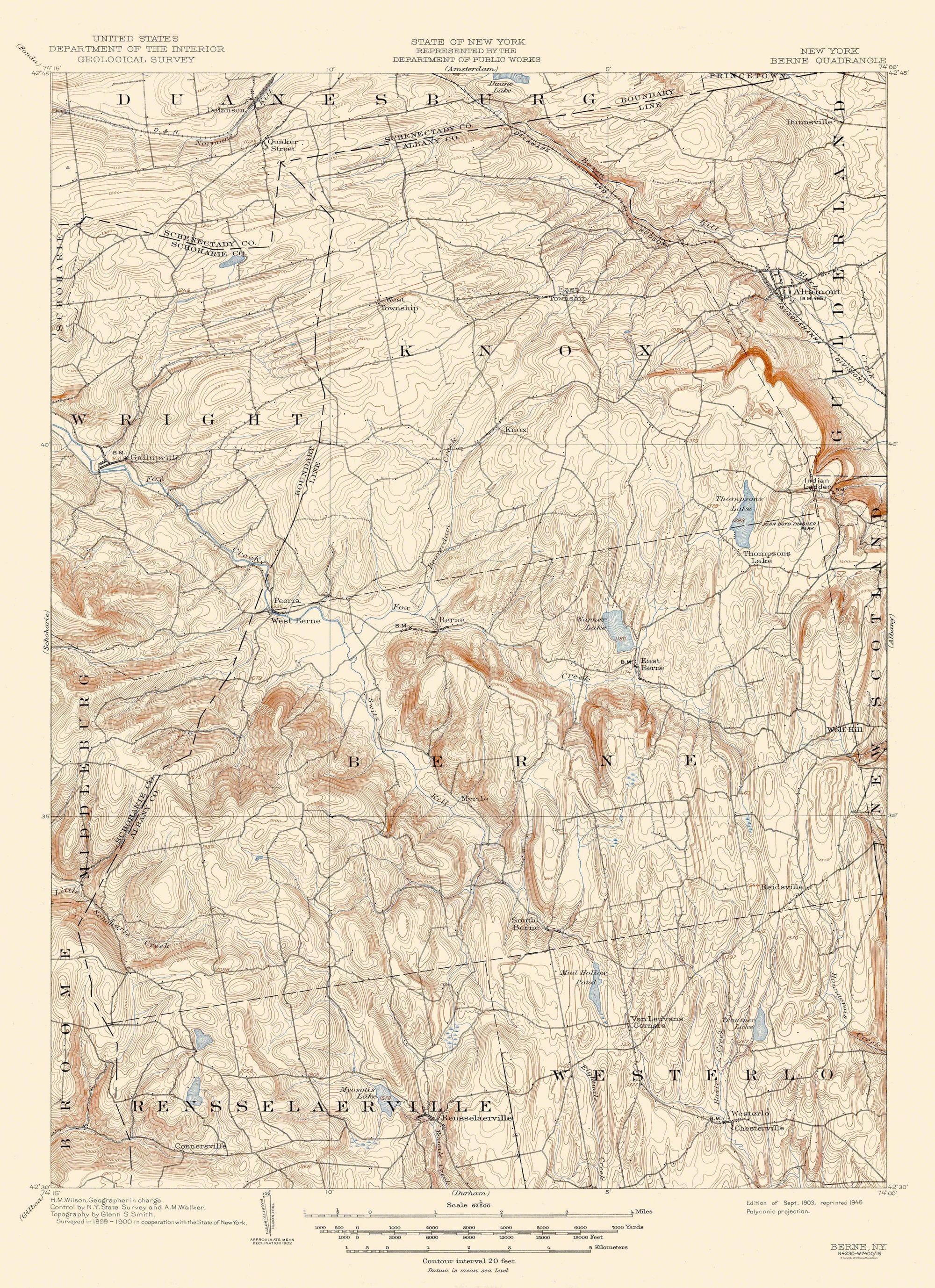 Berne New York Quad USGS 1903 17 x 23.44