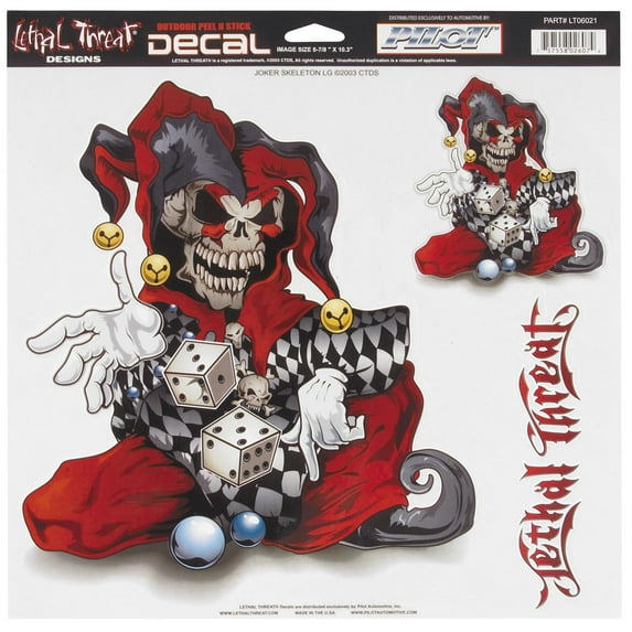 LETHAL THREAT DECALS Decals 12" x 12" Jester Skeleton LT06021