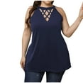 thumbnail image 2 of Leesechin Women Tank Tops Clearance Ladies Halter Large Solid Color Sleeveless Suspender Halter Shirt Halter Deals, 2 of 9