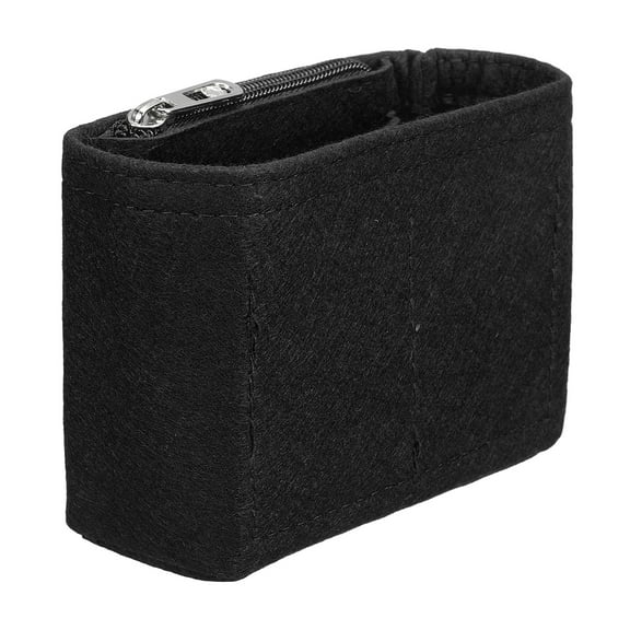 Purse Organizer Insert, Felt Handbag Shaper with Zipper, 5.3"x2"x4", Black