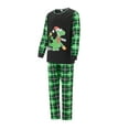 thumbnail image 3 of Pijamas familiares navideños a juego, camiseta de manga larga con estampado de dinosaurios de dibujos animados y pantalones a cuadros. Ropa de dormir y estar por casa., 3 of 10