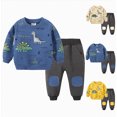 thumbnail image 4 of NOLDARES Toddler Boys Winter Clothes 2Pcs Long Sleeve Graphic Pullover Tee Elastic Waist Pants Cozy Outfits Size:4-5 Y,Beige, 4 of 4