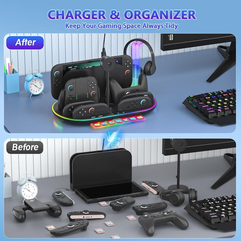 Switch 2 Charging Dock,Multifunctional Organizer Station for