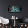thumbnail image 3 of HFDF Large Stock Market Bull VS Bear Artwork Patgs Motivational 100 Dollar Money Benjam Frankl Canvas Wall Art Wooden Ready to Hang - es 10x8inch Unframed, 3 of 6