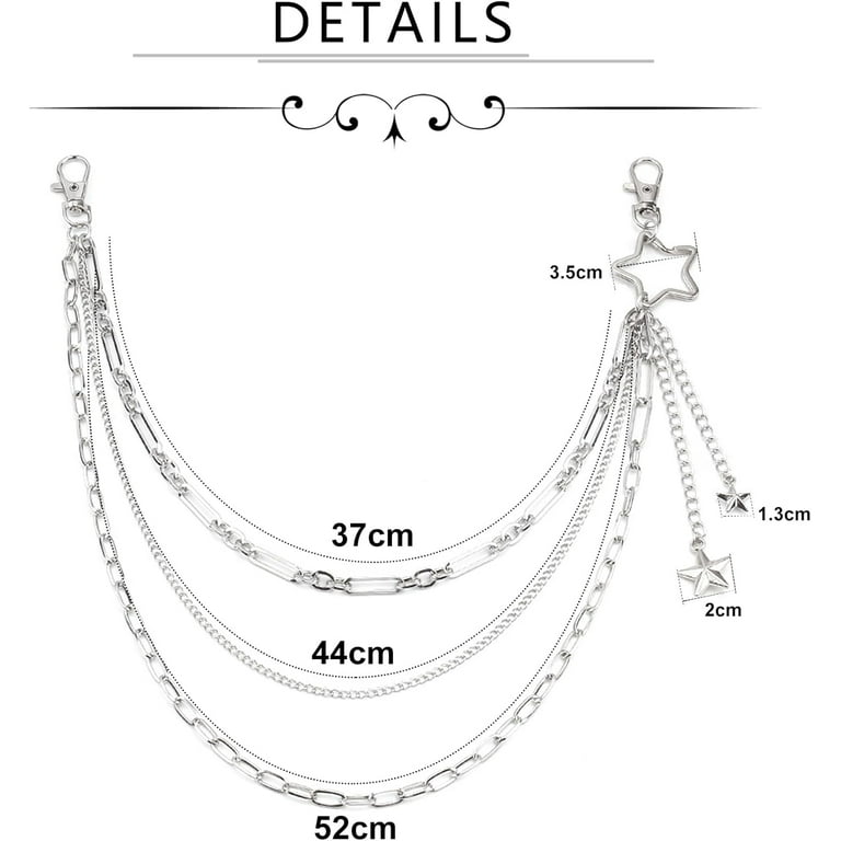 MILAKOO Punk Pants Chain Jeans Link Hip Hop Gothic Chain Belt Multi Layer Pants Chain Wallet Chain per Uomini Donne